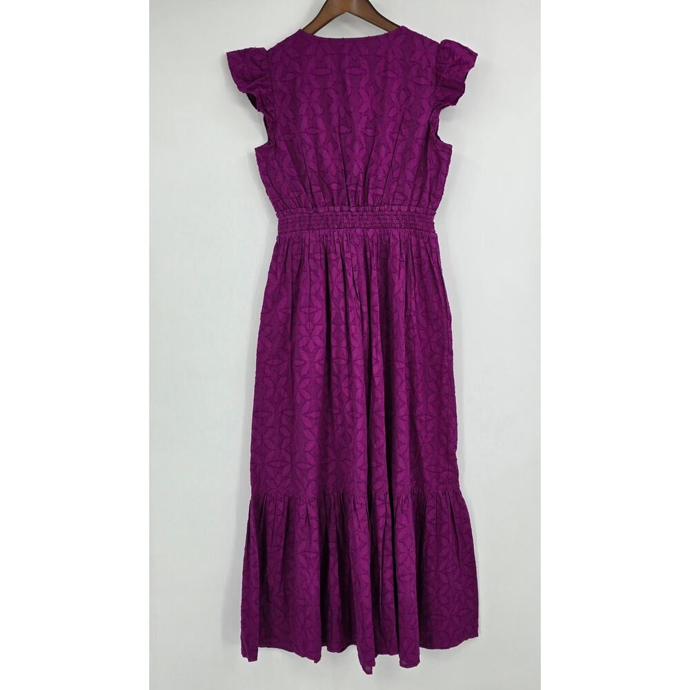 LOFT Beach Coastal Chic Deep Magenta Textured Cotton Maxi Dress -Small - Picture 3 of 6